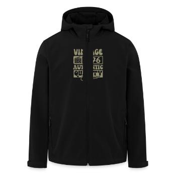 Authentic 1976 Millésime 1976 - Vintage 1976 Rétro - Veste softshell homme en polyester recyclé Stanley/Stella - noir - Devant - AI Model Male 185 light (185cm)