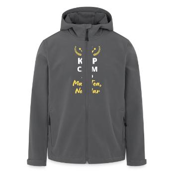 "Ruhe bewahren und Tee kochen, nicht Krieg" - Recycelte Männer Softshell-Jacke von Stanley/Stella - Anthrazit - Vorne - AI Model Male 185 light (185cm)