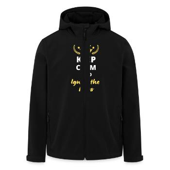 Keep Calm and Ignore the News - Men’s Recycled Softshell Jacket by Stanley/Stella - black - Front - AI Model Male 185 light (185cm)