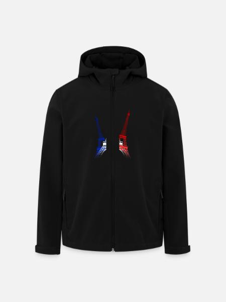 TOUR EIFFEL (Bleu-Blanc-Rouge) - Veste softshell homme en polyester recyclé Stanley/Stella - noir