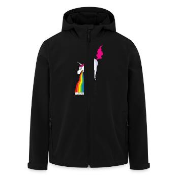 Unicorn vomiting rainbow - take that haters - Men’s Recycled Softshell Jacket by Stanley/Stella - black - Front - AI Model Male 185 light (185cm)