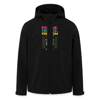 Fondue, Friends & Freedom - Veste softshell homme en polyester recyclé Stanley/Stella - noir - Devant - AI Model Male 185 light (185cm)