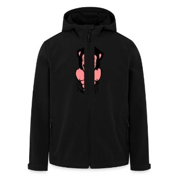 Affe Gorilla Affe tete4 Körper muscle1 - Recycelte Männer Softshell-Jacke von Stanley/Stella - Schwarz - Vorne - AI Model Male 185 light (185cm)