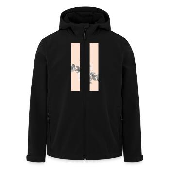 Couleur Pastel Roses Skintone Feuilles Grises Florales - Veste softshell homme en polyester recyclé Stanley/Stella - noir - Devant - AI Model Male 185 light (185cm)