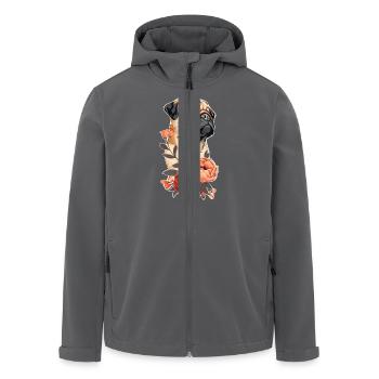 Mops mit Blumen - Recycelte Männer Softshell-Jacke von Stanley/Stella - Schwarz - Vorne - AI Model Male 185 light (185cm)