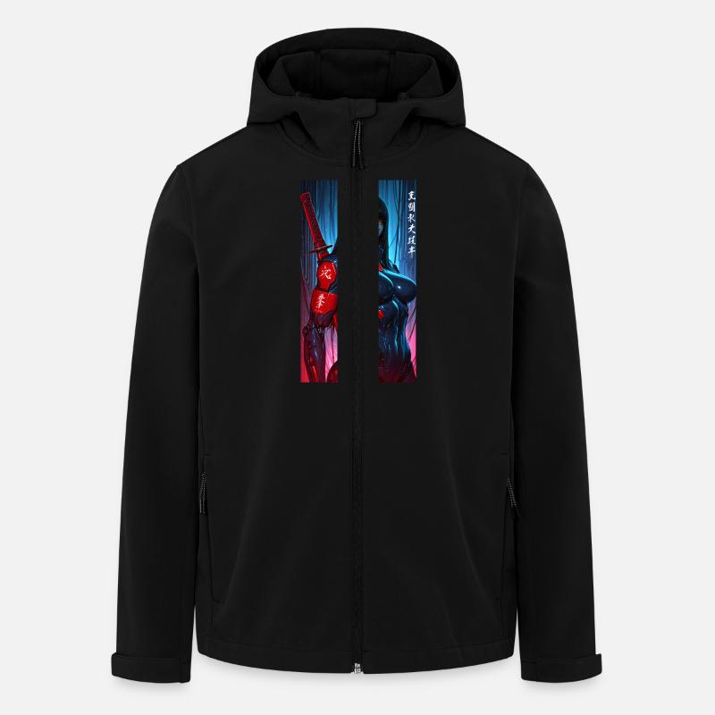 3D Sci-Fi Cyberpunk-Samurai-Kriegerin mit Katana - Recycelte Männer Softshell-Jacke von Stanley/Stella - Schwarz