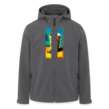 "Tired Coffee" by van Gogh - Men’s Recycled Softshell Jacket by Stanley/Stella - black - Front - AI Model Male 185 light (185cm)