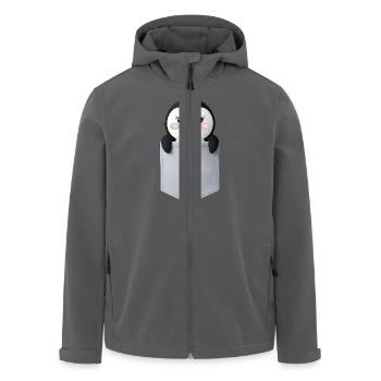 Niedlicher Pinguin in der Brusttasche - Recycelte Männer Softshell-Jacke von Stanley/Stella - Schwarz - Vorne - AI Model Male 185 light (185cm)