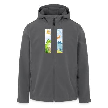 Dino - Men’s Recycled Softshell Jacket by Stanley/Stella - black - Front - AI Model Male 185 light (185cm)