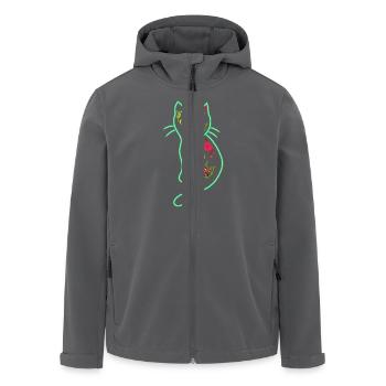 Chat Rétro Printemps Floral Années 80 Coccinelle - Veste softshell homme en polyester recyclé Stanley/Stella - noir - Devant - AI Model Male 185 light (185cm)