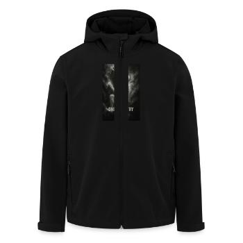 One more try. - Men’s Recycled Softshell Jacket by Stanley/Stella - black - Front - AI Model Male 185 light (185cm)