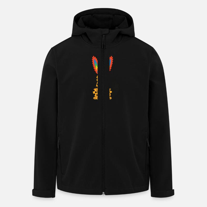 Exotischer Fantasy-Gepard mit Regenbogenfederohren - Recycelte Männer Softshell-Jacke von Stanley/Stella - Schwarz