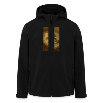 Livre et café - Veste softshell homme en polyester recyclé Stanley/Stella - noir - Devant - AI Model Male 185 light (185cm)