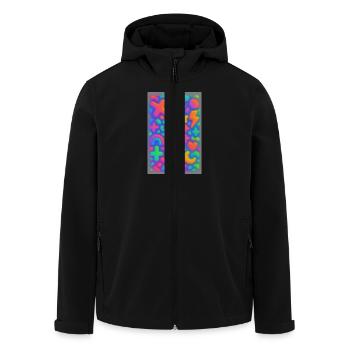 Neon Overload – Überlappende 3D Pop-Art Explosion - Recycelte Männer Softshell-Jacke von Stanley/Stella - Schwarz - Vorne - AI Model Male 185 light (185cm)