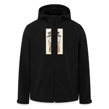 Head in the Clouds - Men’s Recycled Softshell Jacket by Stanley/Stella - black - Front - AI Model Male 185 light (185cm)