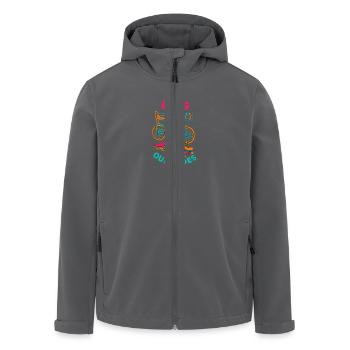 The 80’s – Our Rides in Neon Vibes - Recycelte Männer Softshell-Jacke von Stanley/Stella - Schwarz - Vorne - AI Model Male 185 light (185cm)