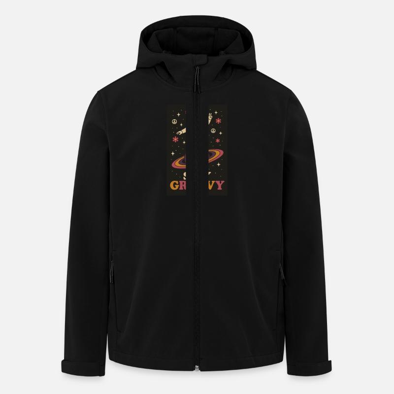 Groovy Galaxy – Tanz auf Saturn - Recycelte Männer Softshell-Jacke von Stanley/Stella - Schwarz