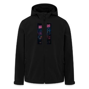 Hamburg Nightlife Reeperbahn Neon Leutschrift - Recycelte Männer Softshell-Jacke von Stanley/Stella - Schwarz - Vorne - AI Model Male 185 light (185cm)