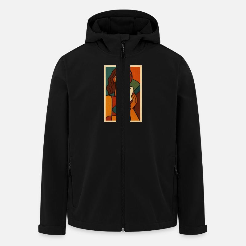 Peaceful Soul – Kubismus trifft Retro-Kunst - Recycelte Männer Softshell-Jacke von Stanley/Stella - Schwarz
