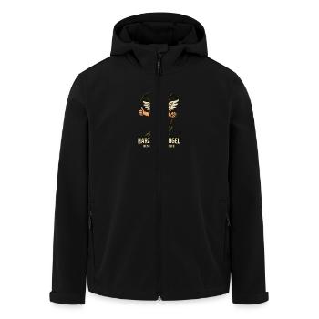 Harzer Erzengel Bergbau Kumpel Spitzhacke - Recycelte Männer Softshell-Jacke von Stanley/Stella - Schwarz - Vorne - AI Model Male 185 light (185cm)