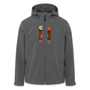Pferd in Bar ist das der Stall? - Recycelte Männer Softshell-Jacke von Stanley/Stella - Schwarz - Vorne - AI Model Male 185 light (185cm)