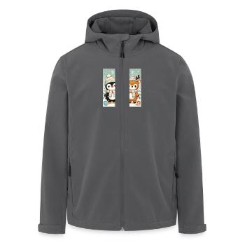 Niedliche Tiere im Winteroutfit - Recycelte Männer Softshell-Jacke von Stanley/Stella - Schwarz - Vorne - AI Model Male 185 light (185cm)