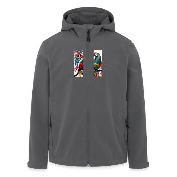 Papageien - Recycelte Männer Softshell-Jacke von Stanley/Stella - Schwarz - Vorne - AI Model Male 185 light (185cm)