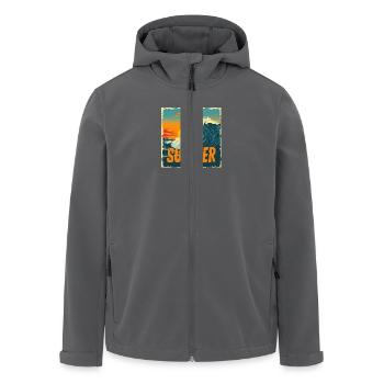 Summer Surf – Retro Wave Ride! - Recycelte Männer Softshell-Jacke von Stanley/Stella - Schwarz - Vorne - AI Model Male 185 light (185cm)