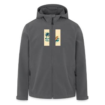 Retro Surf Paradise – Wellen, Sonne & Freiheit - Recycelte Männer Softshell-Jacke von Stanley/Stella - Schwarz - Vorne - AI Model Male 185 light (185cm)