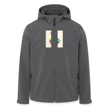 „Hasenparty & Farbenmeer“ - Recycelte Männer Softshell-Jacke von Stanley/Stella - Schwarz - Vorne - AI Model Male 185 light (185cm)