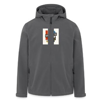constructive - Men’s Recycled Softshell Jacket by Stanley/Stella - black - Front - AI Model Male 185 light (185cm)