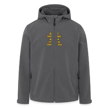 Du bist der Grund, warum Stammis Stammis bleiben - Recycelte Männer Softshell-Jacke von Stanley/Stella - Schwarz - Vorne - AI Model Male 185 light (185cm)