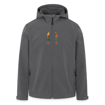 Strum Your Stress Away – Bunter Papagei mit Ukulel - Recycelte Männer Softshell-Jacke von Stanley/Stella - Schwarz - Vorne - AI Model Male 185 light (185cm)