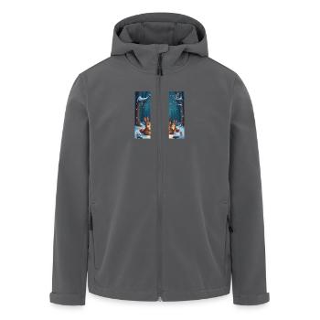 Schneemann und Waldtiere am Lagerfeuer – Gemütlich - Recycelte Männer Softshell-Jacke von Stanley/Stella - Schwarz - Vorne - AI Model Male 185 light (185cm)