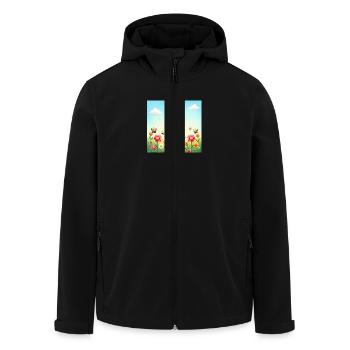 Spring Colourful Insect Parade – Sea of Flowers Sun - Men’s Recycled Softshell Jacket by Stanley/Stella - black - Front - AI Model Male 185 light (185cm)