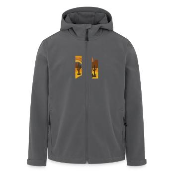 Golden Horizon – Retro Glow - Recycelte Männer Softshell-Jacke von Stanley/Stella - Schwarz - Vorne - AI Model Male 185 light (185cm)