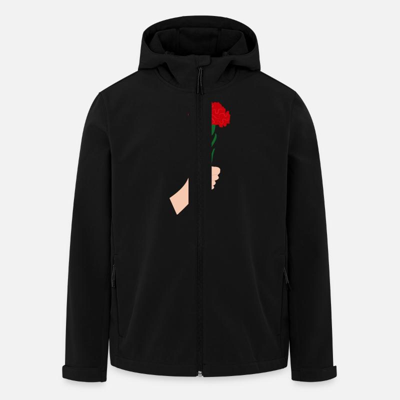 Pour vous- Fleur d’œillet rouge1 - Veste softshell homme en polyester recyclé Stanley/Stella - noir