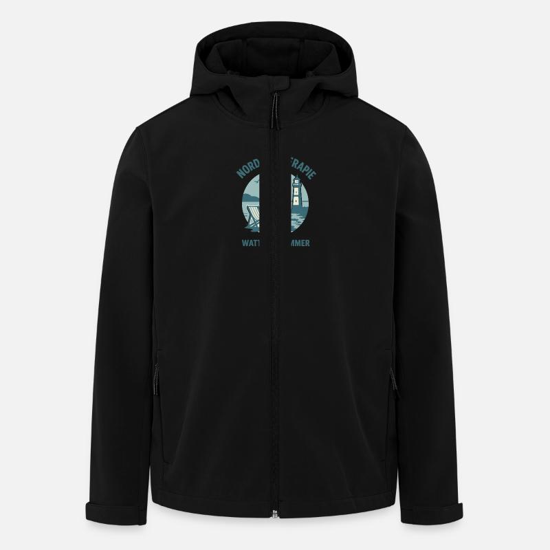 Nordseetherapie - Watt hilft immer - Recycelte Männer Softshell-Jacke von Stanley/Stella - Schwarz