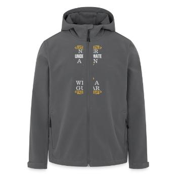 UNTERSCHÄTZE NIE EINEN MANN MIT EINER GITARRE! - Recycelte Männer Softshell-Jacke von Stanley/Stella - Schwarz - Vorne - AI Model Male 185 light (185cm)