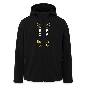 "Keep Calm and Eat More Snacks" - Gourmet and fun - Men’s Recycled Softshell Jacket by Stanley/Stella - black - Front - AI Model Male 185 light (185cm)