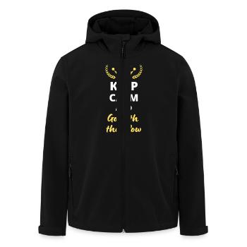 "Bleib ruhig und lass dich treiben" - Entspannung - Recycelte Männer Softshell-Jacke von Stanley/Stella - Schwarz - Vorne - AI Model Male 185 light (185cm)