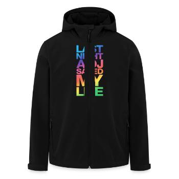 last_night_dj_dd - Men’s Recycled Softshell Jacket by Stanley/Stella - black - Front - AI Model Male 185 light (185cm)