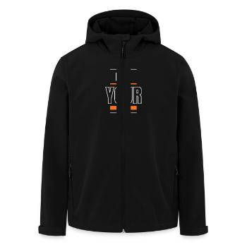 Find Your Path - Men’s Recycled Softshell Jacket by Stanley/Stella - black - Front - AI Model Male 185 light (185cm)
