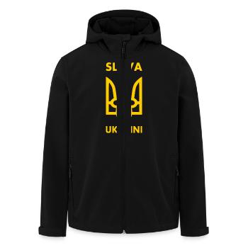 Ukraine - Men’s Recycled Softshell Jacket by Stanley/Stella - black - Front - AI Model Male 185 light (185cm)