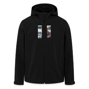 Perserkatze Negan beim Wellenreiten - Recycelte Männer Softshell-Jacke von Stanley/Stella - Schwarz - Vorne - AI Model Male 185 light (185cm)