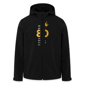 80 Jahre Gold Geburtstag - Recycelte Männer Softshell-Jacke von Stanley/Stella - Schwarz - Vorne - AI Model Male 185 light (185cm)