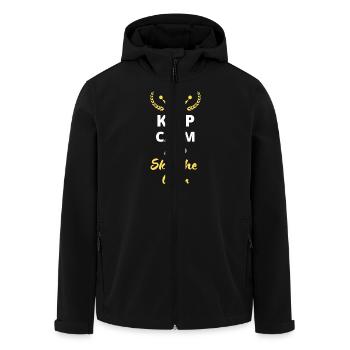 "Keep Calm and Skip the Gym" T-Shirt - Humor - Men’s Recycled Softshell Jacket by Stanley/Stella - black - Front - AI Model Male 185 light (185cm)