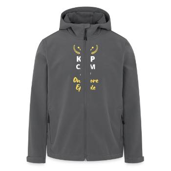 "Keep Calm and One More Episode" - Binge-watcher - Men’s Recycled Softshell Jacket by Stanley/Stella - anthracite - Front - AI Model Male 185 light (185cm)