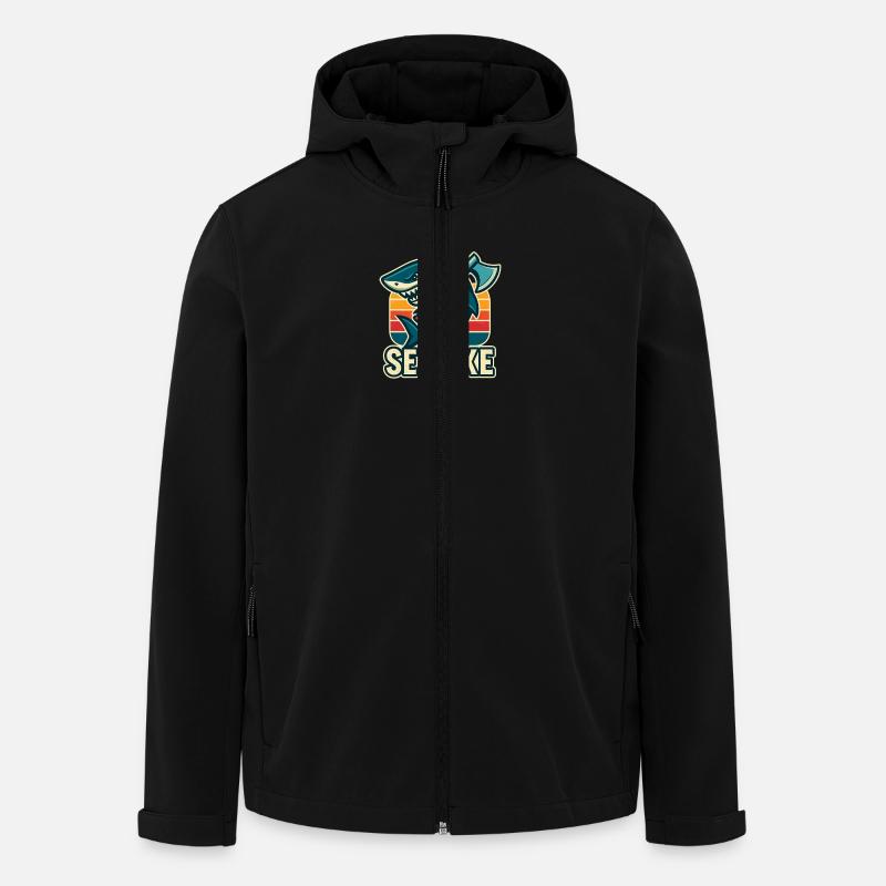 Haifisch-Seeaxt-Design - Recycelte Männer Softshell-Jacke von Stanley/Stella - Schwarz