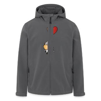 Valentins Schaf - mit rotem Herz Ballon - Recycelte Männer Softshell-Jacke von Stanley/Stella - Schwarz - Vorne - AI Model Male 185 light (185cm)
